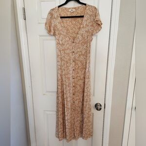 Floral Tan Maxi Dress